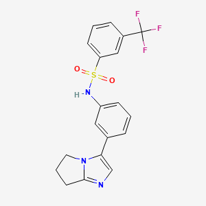 molecular formula C19H16F3N3O2S B2881052 N-(3-(6,7-dihydro-5H-pyrrolo[1,2-a]imidazol-3-yl)phenyl)-3-(trifluoromethyl)benzenesulfonamide CAS No. 1396682-62-4