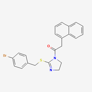 molecular formula C22H19BrN2OS B2881060 1-(2-((4-溴苄基)硫)-4,5-二氢-1H-咪唑-1-基)-2-(萘-1-基)乙酮 CAS No. 851800-80-1