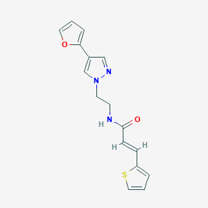 molecular formula C16H15N3O2S B2881061 (E)-N-(2-(4-(furan-2-yl)-1H-pyrazol-1-yl)ethyl)-3-(thiophen-2-yl)acrylamide CAS No. 2034895-66-2