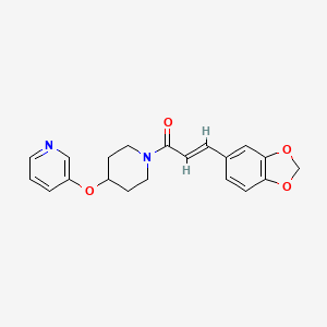 molecular formula C20H20N2O4 B2881062 (E)-3-(benzo[d][1,3]dioxol-5-yl)-1-(4-(pyridin-3-yloxy)piperidin-1-yl)prop-2-en-1-one CAS No. 1421588-92-2