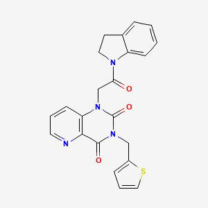 molecular formula C22H18N4O3S B2881063 1-(2-(indolin-1-yl)-2-oxoethyl)-3-(thiophen-2-ylmethyl)pyrido[3,2-d]pyrimidine-2,4(1H,3H)-dione CAS No. 955601-49-7
