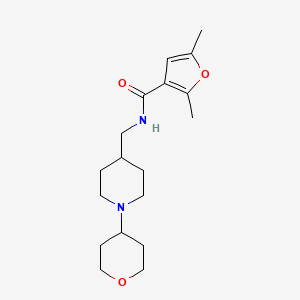 molecular formula C18H28N2O3 B2881064 2,5-dimethyl-N-((1-(tetrahydro-2H-pyran-4-yl)piperidin-4-yl)methyl)furan-3-carboxamide CAS No. 2034587-89-6