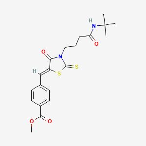 molecular formula C20H24N2O4S2 B2881069 (Z)-甲基 4-((3-(4-(叔丁基氨基)-4-氧代丁基)-4-氧代-2-硫代噻唑烷-5-亚甲基)甲基)苯甲酸酯 CAS No. 681814-76-6