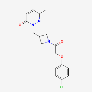 molecular formula C17H18ClN3O3 B2881072 2-[[1-[2-(4-Chlorophenoxy)acetyl]azetidin-3-yl]methyl]-6-methylpyridazin-3-one CAS No. 2310155-09-8