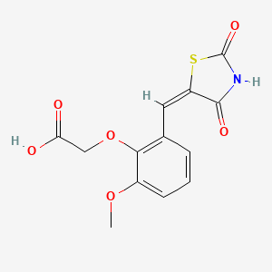 {2-[(E)-(2,4-dioxo-1,3-thiazolidin-5-ylidene)methyl]-6-methoxyphenoxy}acetic acid