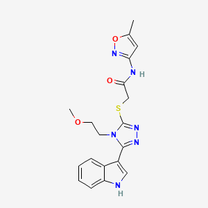 2-((5-(1H-indol-3-yl)-4-(2-methoxyethyl)-4H-1,2,4-triazol-3-yl)thio)-N-(5-methylisoxazol-3-yl)acetamide