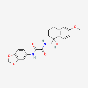 molecular formula C21H22N2O6 B2881093 N1-(benzo[d][1,3]dioxol-5-yl)-N2-((1-hydroxy-6-methoxy-1,2,3,4-tetrahydronaphthalen-1-yl)methyl)oxalamide CAS No. 2034259-78-2