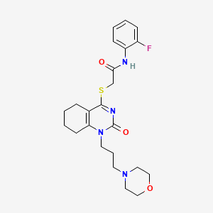 N-(2-fluorophenyl)-2-((1-(3-morpholinopropyl)-2-oxo-1,2,5,6,7,8-hexahydroquinazolin-4-yl)thio)acetamide