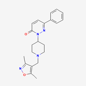 molecular formula C21H24N4O2 B2881096 2-[1-[(3,5-Dimethyl-1,2-oxazol-4-yl)methyl]piperidin-4-yl]-6-phenylpyridazin-3-one CAS No. 2379985-80-3