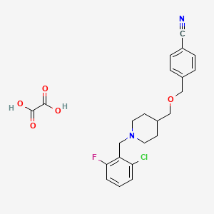 molecular formula C23H24ClFN2O5 B2881109 4-(((1-(2-Chloro-6-fluorobenzyl)piperidin-4-yl)methoxy)methyl)benzonitrile oxalate CAS No. 1396792-74-7