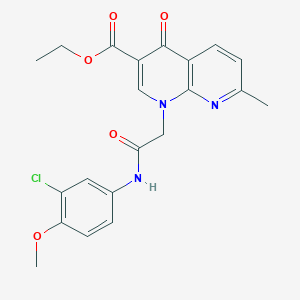 Ethyl 1-(2-((3-chloro-4-methoxyphenyl)amino)-2-oxoethyl)-7-methyl-4-oxo-1,4-dihydro-1,8-naphthyridine-3-carboxylate
