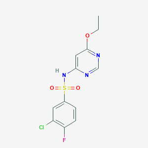 molecular formula C12H11ClFN3O3S B2881120 3-chloro-N-(6-ethoxypyrimidin-4-yl)-4-fluorobenzenesulfonamide CAS No. 1396862-23-9