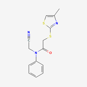 molecular formula C14H13N3OS2 B2881127 N-(cyanomethyl)-2-[(4-methyl-1,3-thiazol-2-yl)sulfanyl]-N-phenylacetamide CAS No. 1181927-34-3