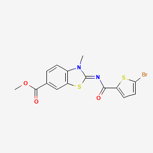 molecular formula C15H11BrN2O3S2 B2881130 Methyl 2-(5-bromothiophene-2-carbonyl)imino-3-methyl-1,3-benzothiazole-6-carboxylate CAS No. 865545-24-0