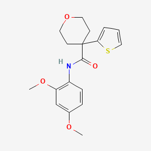 N-(2,4-dimethoxyphenyl)-4-thiophen-2-yloxane-4-carboxamide