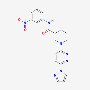 molecular formula C19H19N7O3 B2881149 1-(6-(1H-pyrazol-1-yl)pyridazin-3-yl)-N-(3-nitrophenyl)piperidine-3-carboxamide CAS No. 1286728-46-8