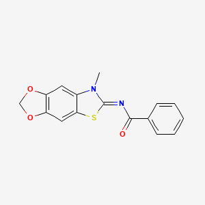 molecular formula C16H12N2O3S B2881153 N-(7-methyl-[1,3]dioxolo[4,5-f][1,3]benzothiazol-6-ylidene)benzamide CAS No. 1321927-77-8