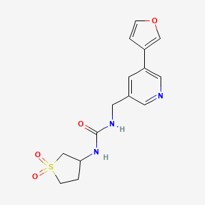 molecular formula C15H17N3O4S B2881161 1-(1,1-Dioxidotetrahydrothiophen-3-yl)-3-((5-(furan-3-yl)pyridin-3-yl)methyl)urea CAS No. 2034498-87-6