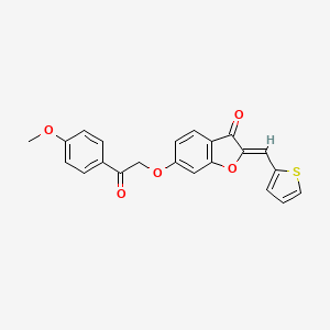molecular formula C22H16O5S B2881162 (Z)-6-(2-(4-甲氧基苯基)-2-氧代乙氧基)-2-(噻吩-2-基亚甲基)苯并呋喃-3(2H)-酮 CAS No. 623120-01-4
