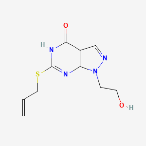 molecular formula C10H12N4O2S B2881170 6-(烯丙基硫代)-1-(2-羟乙基)-1H-吡唑并[3,4-d]嘧啶-4(5H)-酮 CAS No. 1005295-53-3