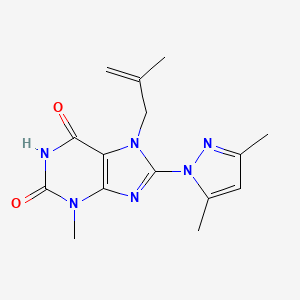 molecular formula C15H18N6O2 B2881172 8-(3,5-Dimethyl-1H-pyrazol-1-yl)-3-methyl-7-(2-methylallyl)-1H-purine-2,6(3H,7H)-dione CAS No. 1014072-87-7