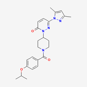 molecular formula C24H29N5O3 B2881177 6-(3,5-Dimethylpyrazol-1-yl)-2-[1-(4-propan-2-yloxybenzoyl)piperidin-4-yl]pyridazin-3-one CAS No. 2379985-38-1
