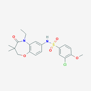 molecular formula C20H23ClN2O5S B2881183 3-chloro-N-(5-ethyl-3,3-dimethyl-4-oxo-2,3,4,5-tetrahydrobenzo[b][1,4]oxazepin-7-yl)-4-methoxybenzenesulfonamide CAS No. 922077-49-4