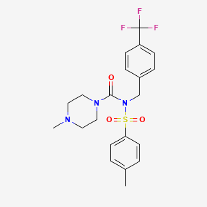 molecular formula C21H24F3N3O3S B2881190 4-methyl-N-tosyl-N-(4-(trifluoromethyl)benzyl)piperazine-1-carboxamide CAS No. 899991-61-8