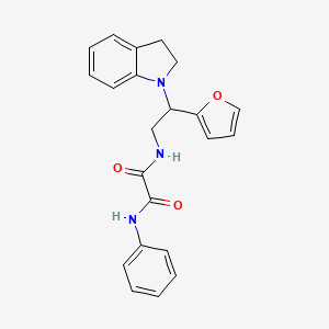 molecular formula C22H21N3O3 B2881192 N1-(2-(furan-2-yl)-2-(indolin-1-yl)ethyl)-N2-phenyloxalamide CAS No. 898458-45-2