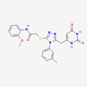molecular formula C23H22N6O4S B2881201 2-((5-((2,6-dioxo-1,2,3,6-tetrahydropyrimidin-4-yl)methyl)-4-(m-tolyl)-4H-1,2,4-triazol-3-yl)thio)-N-(2-methoxyphenyl)acetamide CAS No. 852047-61-1