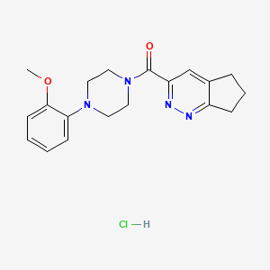 molecular formula C19H23ClN4O2 B2881206 6,7-Dihydro-5H-cyclopenta[c]pyridazin-3-yl-[4-(2-methoxyphenyl)piperazin-1-yl]methanone;hydrochloride CAS No. 2415632-14-1