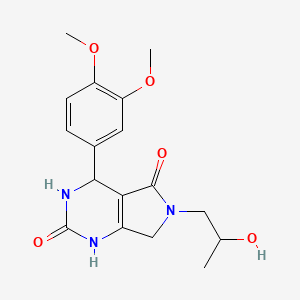 molecular formula C17H21N3O5 B2881210 4-(3,4-dimethoxyphenyl)-6-(2-hydroxypropyl)-3,4,6,7-tetrahydro-1H-pyrrolo[3,4-d]pyrimidine-2,5-dione CAS No. 1021093-80-0