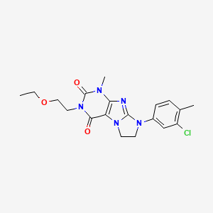 molecular formula C19H22ClN5O3 B2881217 8-(3-Chloro-4-methylphenyl)-3-(2-ethoxyethyl)-1-methyl-1,3,5-trihydroimidazoli dino[1,2-h]purine-2,4-dione CAS No. 919013-04-0