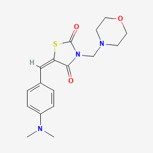 molecular formula C17H21N3O3S B2881221 (E)-5-(4-(dimethylamino)benzylidene)-3-(morpholinomethyl)thiazolidine-2,4-dione CAS No. 294652-71-4
