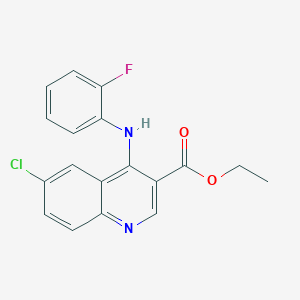 molecular formula C18H14ClFN2O2 B2881222 Ethyl 6-chloro-4-[(2-fluorophenyl)amino]quinoline-3-carboxylate CAS No. 880451-55-8