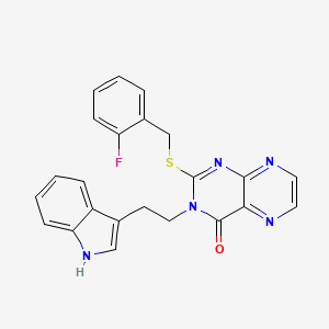 2-[(2-Fluorophenyl)methylsulfanyl]-3-[2-(1H-indol-3-yl)ethyl]pteridin-4-one