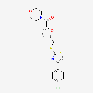 molecular formula C19H17ClN2O3S2 B2881241 (5-(((4-(4-Chlorophenyl)thiazol-2-yl)thio)methyl)furan-2-yl)(morpholino)methanone CAS No. 1105209-80-0