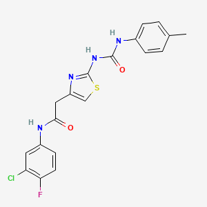 molecular formula C19H16ClFN4O2S B2881247 N-(3-chloro-4-fluorophenyl)-2-(2-(3-(p-tolyl)ureido)thiazol-4-yl)acetamide CAS No. 921484-18-6