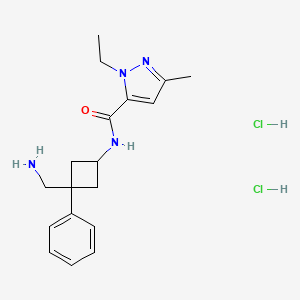N-[3-(Aminomethyl)-3-phenylcyclobutyl]-2-ethyl-5-methylpyrazole-3-carboxamide;dihydrochloride
