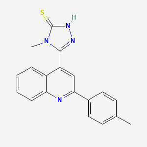 molecular formula C19H16N4S B2881251 4-methyl-5-[2-(4-methylphenyl)quinolin-4-yl]-4H-1,2,4-triazole-3-thiol CAS No. 588673-17-0