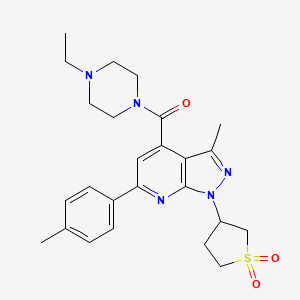 (1-(1,1-dioxidotetrahydrothiophen-3-yl)-3-methyl-6-(p-tolyl)-1H-pyrazolo[3,4-b]pyridin-4-yl)(4-ethylpiperazin-1-yl)methanone