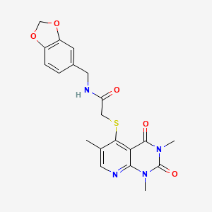 N-(benzo[d][1,3]dioxol-5-ylmethyl)-2-((1,3,6-trimethyl-2,4-dioxo-1,2,3,4-tetrahydropyrido[2,3-d]pyrimidin-5-yl)thio)acetamide
