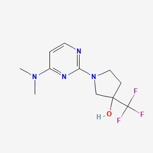 molecular formula C11H15F3N4O B2881264 1-[4-(二甲氨基)嘧啶-2-基]-3-(三氟甲基)吡咯烷-3-醇 CAS No. 2097937-30-7