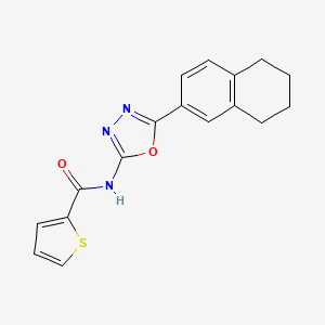 molecular formula C17H15N3O2S B2881265 N-(5-(5,6,7,8-tetrahydronaphthalen-2-yl)-1,3,4-oxadiazol-2-yl)thiophene-2-carboxamide CAS No. 851095-72-2