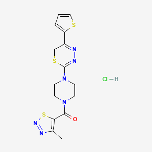 (4-methyl-1,2,3-thiadiazol-5-yl)(4-(5-(thiophen-2-yl)-6H-1,3,4-thiadiazin-2-yl)piperazin-1-yl)methanone hydrochloride