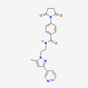 4-(2,5-dioxopyrrolidin-1-yl)-N-(2-(5-methyl-3-(pyridin-3-yl)-1H-pyrazol-1-yl)ethyl)benzamide