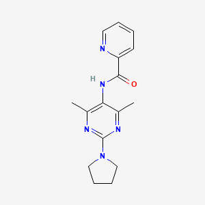 molecular formula C16H19N5O B2881271 N-(4,6-dimethyl-2-(pyrrolidin-1-yl)pyrimidin-5-yl)picolinamide CAS No. 1448054-73-6