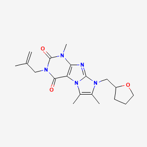 molecular formula C19H25N5O3 B2881273 4,7,8-三甲基-2-(2-甲基丙-2-烯基)-6-(氧杂环-2-基甲基)嘌呤[7,8-a]咪唑-1,3-二酮 CAS No. 876674-53-2
