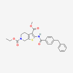molecular formula C26H26N2O5S B2881279 6-ethyl 3-methyl 2-(4-benzylbenzamido)-4,5-dihydrothieno[2,3-c]pyridine-3,6(7H)-dicarboxylate CAS No. 864926-27-2