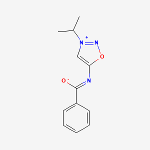 molecular formula C12H13N3O2 B2881290 5-(Benzoylamino)-3-(1-methylethyl)-1,2,3-oxadiazolium, inner salt CAS No. 89169-99-3